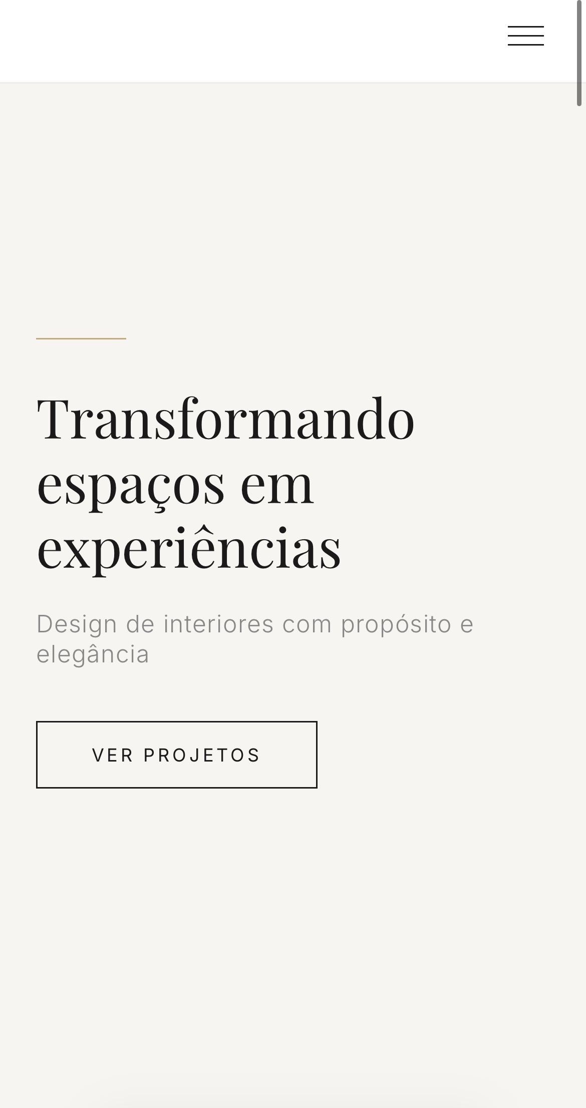 Modelo de site para designer de interiores no celular