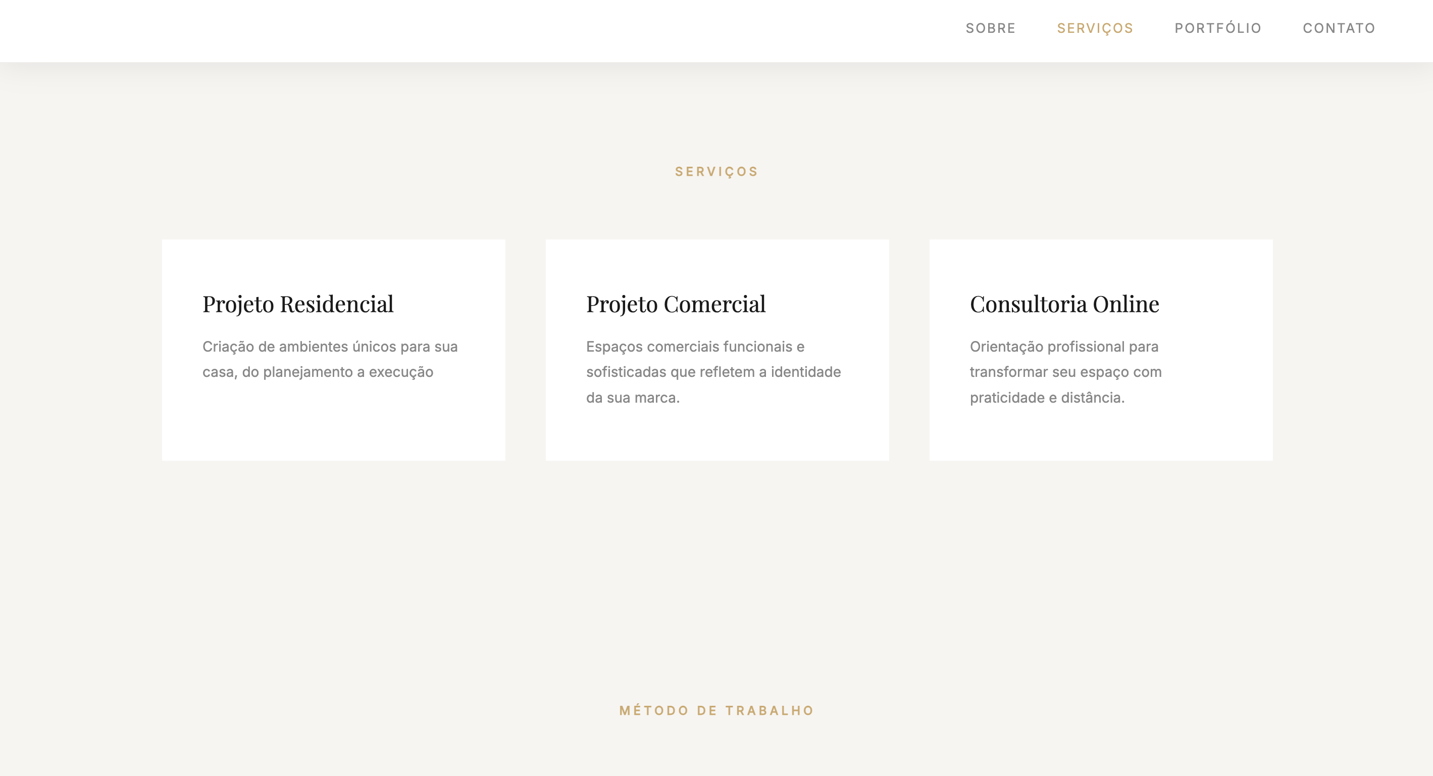 Modelo de site para designer de interiores no computador