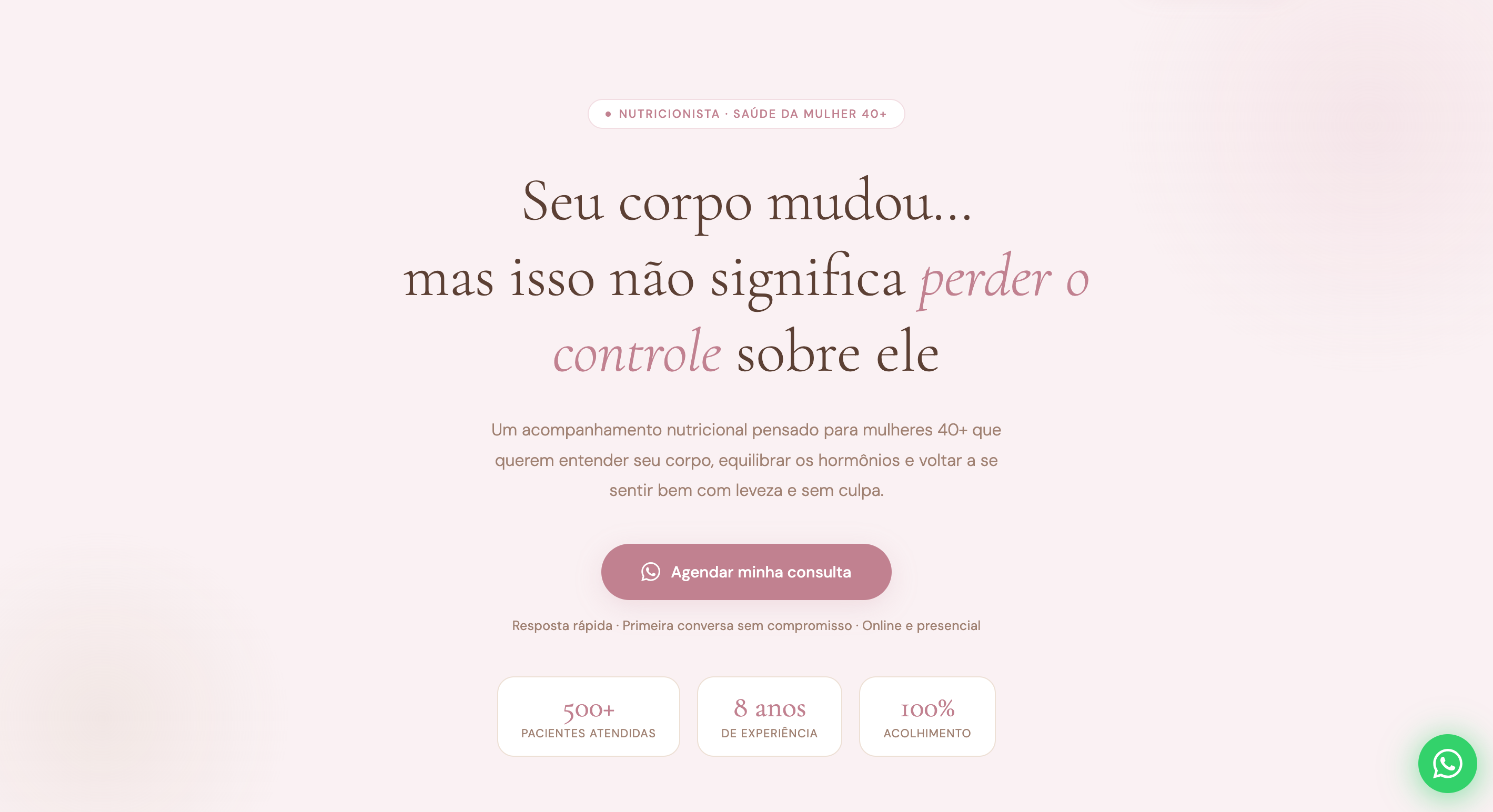 Modelo de landing page para nutricionista no computador
